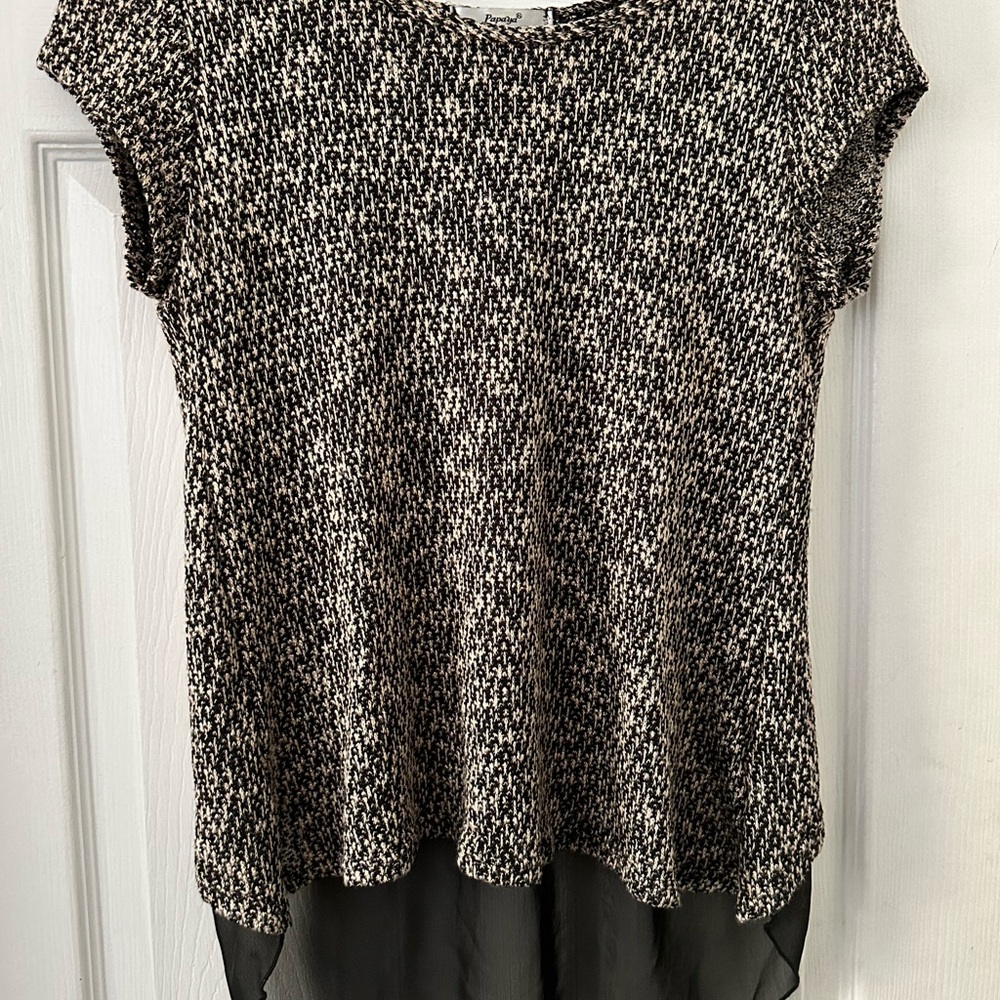 Papaya Black and White Knit Blouse